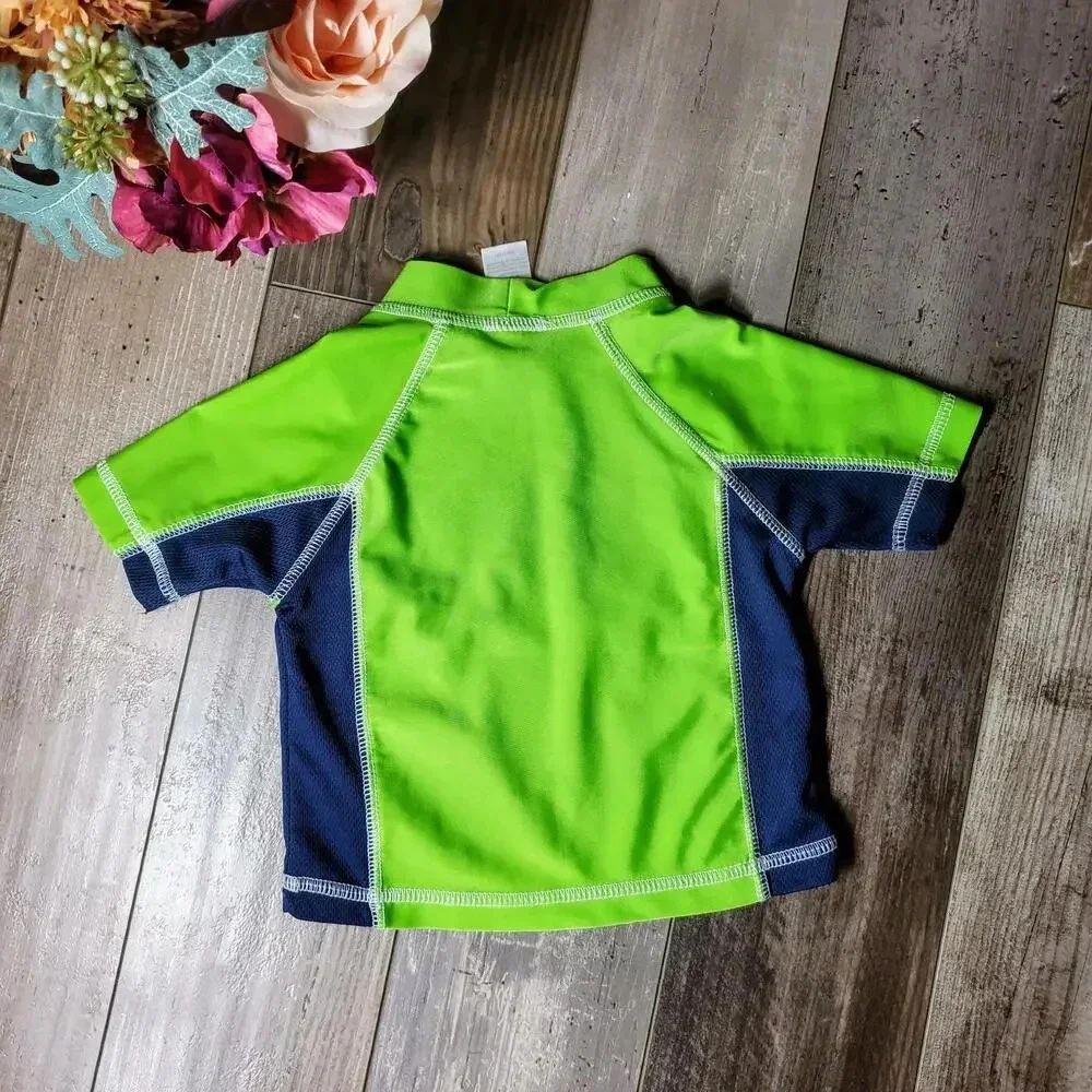 Carter's Baby Boy Rash Guard Swim Top Size 12m Deep Sea Diver Shark EUC